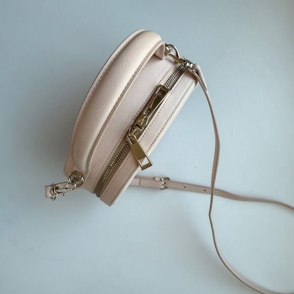 TDE The Daily Edited Round Circle Top Handle Crossbody Bag, Light Pink Saffiano - Picture 7 of 8